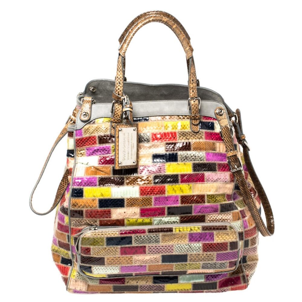 Dolce & Gabbana Runway Miss Pocket Patchwork Snakeskin North/South Bag